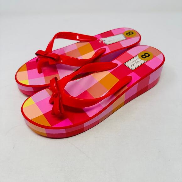 Kate Spade Red and Pink Checkered Sandals - Picture 11 of 11
